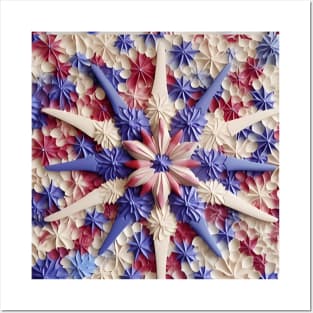 Fourth of July Inspired Pattern With Flower Center Posters and Art